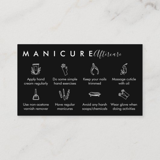 ブラックトップマニキュアのアフターケアのヒント 名刺 (裏面)