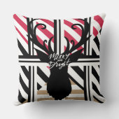 ブラックトナカイストライプシブロン枕 クッション (裏面)