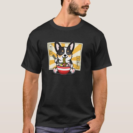 ブラックトライカラーコーギープルオーバー Tシャツ (正面)