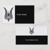 ブラックトライバルタトゥー – チューリップ+あなたのアイディア 名刺 (正面/裏面)