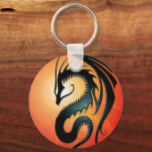 ブラックトライバルドラゴン赤 キーホルダー (正面)