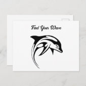 ブラックトライバルドルフィンカートゥークール海タトゥー ポストカード (正面/裏面)