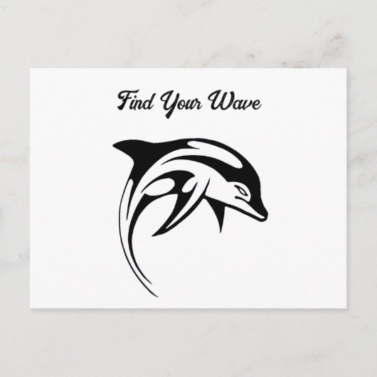ブラックトライバルドルフィンカートゥークール海タトゥー ポストカード (正面)