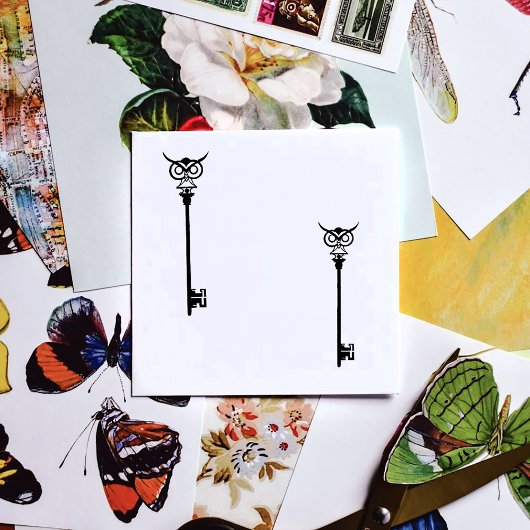 ブラックトライバルフクロウ鍵 セルフインキングスタンプ