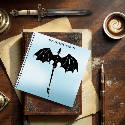 ブラックトライバルフライトドラゴンファンタジーブルースカイ ノートブック