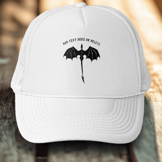 ブラックトライバルフライトドラゴンファンタジーホワイト キャップ