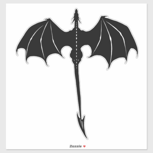 ブラックトライバルフライトドラゴンファンタジーホワイト シール (シート)