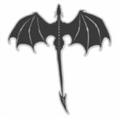 ブラックトライバルフライトドラゴンファンタジーホワイト シール (正面)