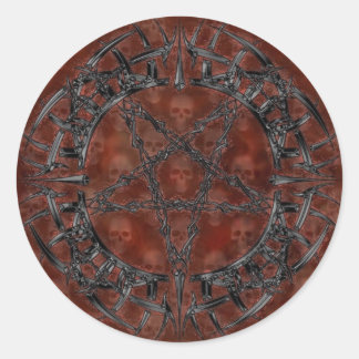 ブラックトライバルペンタグラム ラウンドシール