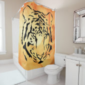 ブラックトラストライプのガーオンファイアリーオレンジ シャワーカーテン (インサイチュ)