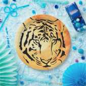 ブラックトラストライプのガーオンファイアリーオレンジ ペーパープレート (パーティー)