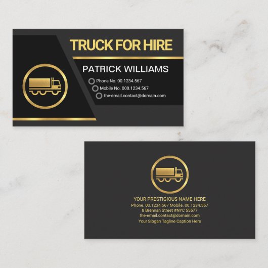 ブラックトラペジウムブロック金ゴールド線輸送 名刺 (正面/裏面)