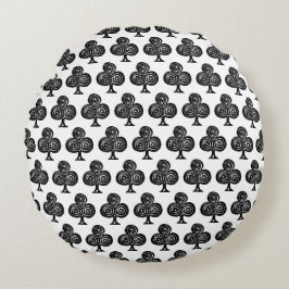 ブラックトランプのクラブのシンボル リノカット ラウンドクッション