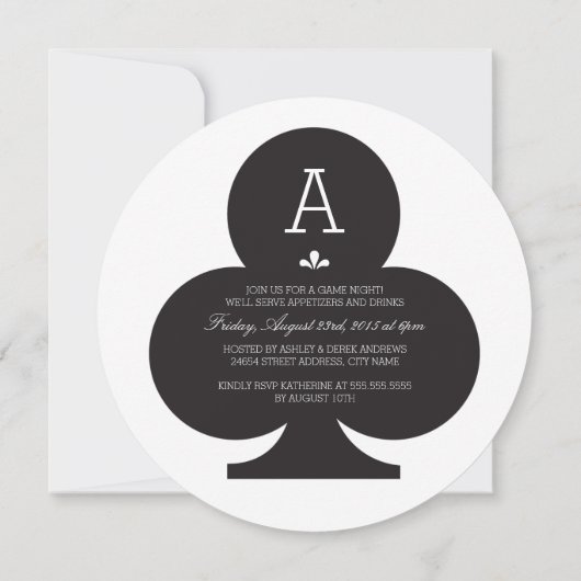 ブラックトランプのポーカーチップゲームナイトパーティの招待状 招待状 (裏面)