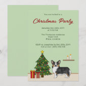 ブラックトリカラーペンブローククリスマスツリー 招待状 (正面/裏面)