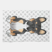 ブラックトリコフランスのールブルドッグフレンチキードッグ&ポーズ キッチンタオル (横)