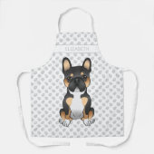 ブラックトリコフランスのールブルドッグフレンチー犬と名前 エプロン (正面)