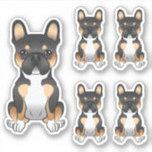 ブラックトリコフランスのールブルドッグ/フランスかわいい犬 シール (正面)