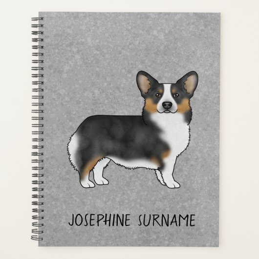 ブラックトリコラーペンブロークウェルシュコーギーと名前 プランナー手帳 (正面)