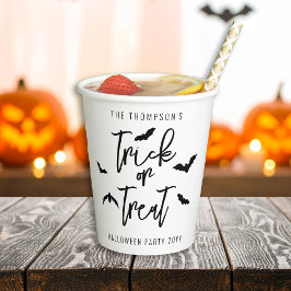 ブラックトリックまたはトリートタイポグラフィこうもりハロウィーン 紙コップ