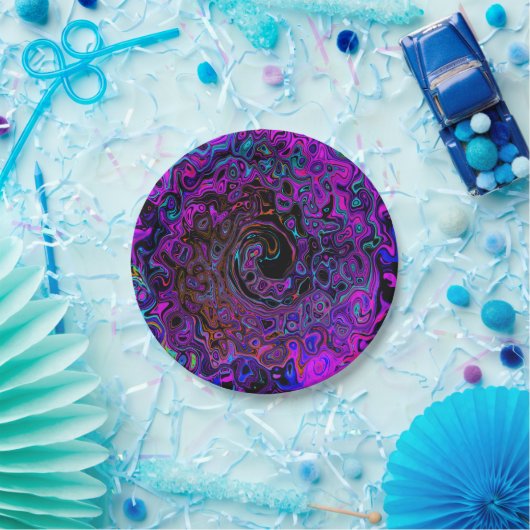 ブラックトリップ（幻覚体験）のようなおよびマゼンタレトロ液スワール ペーパープレート (パーティー)