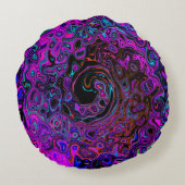 ブラックトリップ(幻覚体験)のようなおよびマゼンタレトロ液スワール ラウンドクッション (裏面)