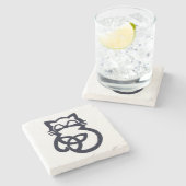 ブラックトリニティノットケルト猫コースター ストーンコースター (横)