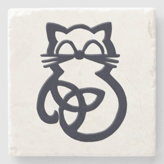 ブラックトリニティノットケルト猫コースター ストーンコースター (正面)