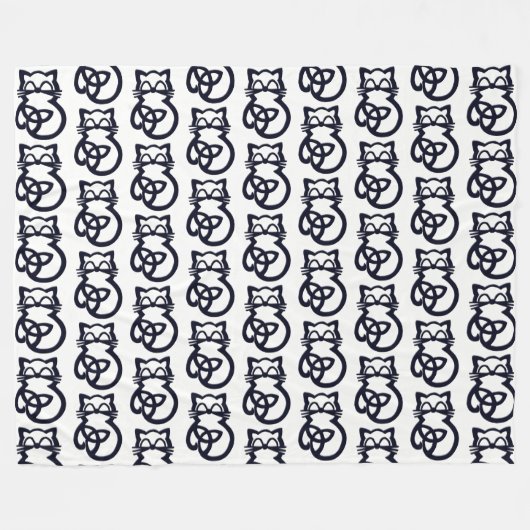 ブラックトリニティノットケルト猫フリースブランケット フリースブランケット (正面(横))