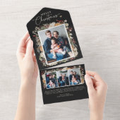 ブラックトリフォールドクリスマスカード オールインワン招待状 (貼ってはがせる)