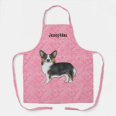 ブラックトリペンブロークウェルシュコーギーハート名 エプロン (正面)