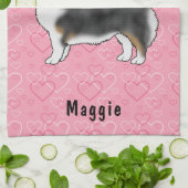 ブラックトリペンブロークウェルシュコーギーハート名 キッチンタオル (折り畳み)