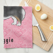 ブラックトリペンブロークウェルシュコーギーハート名 キッチンタオル (四つ折り)
