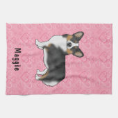 ブラックトリペンブロークウェルシュコーギーハート名 キッチンタオル (横)