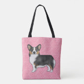 ブラックトリペンブロークウェルシュコーギーラブハートピンク トートバッグ (裏面)