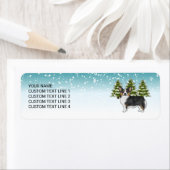 ブラックトリペンブロークコーギブルーウィンタークリスマス ラベル (インサイチュ)