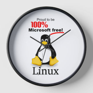 ブラックトリム付きLinuxウォールクロック – Microsoft Free 壁時計