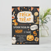 ブラックトリートハロウィーン誕生日招待状 招待状 (スタンド正面)