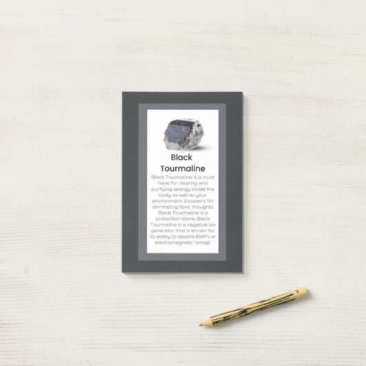 ブラックトルマリン結晶意味ジュエリー表示 ポストイット (デスク上)