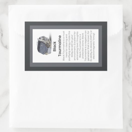 ブラックトルマリン結晶意味ジュエリー表示 長方形シール (バッグ)