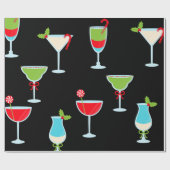 ブラックトレンディーカクテルパーティーホリデークリスマス ラッピングペーパー (フラット)