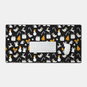 ブラックトレンディークリスマスシームレスパターン デスクマット (キーボード&マウス)