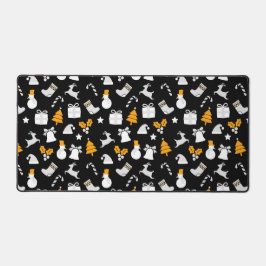 ブラックトレンディークリスマスシームレスパターン デスクマット