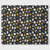 ブラックトレンディークリスマスシームレスパターン ラッピングペーパー (フラット)