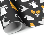 ブラックトレンディークリスマスシームレスパターン ラッピングペーパー (ロールコーナー)