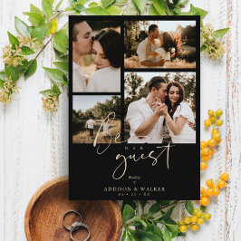 ブラックトレンディーコラージュウェディング4枚の写真招待状