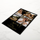 ブラックトレンディー結婚コラージュの4枚実在金額 箔招待状 (回転した状態)