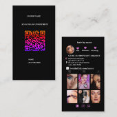 ブラックトレンディーInstagram QRコードソーシャルメディア 名刺 (正面/裏面)