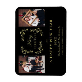 ブラックトレンドシックエレガントクリスマス2写真家族 マグネット