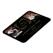 ブラックトレンドシックエレガントクリスマス2写真家族 マグネット (左側)